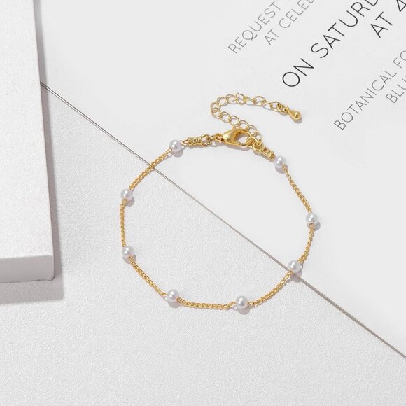 Gift-Ready Gold/Silver Pearl Bracelet - Adjustable 7" Length for All Occasions - Picture 7 of 8